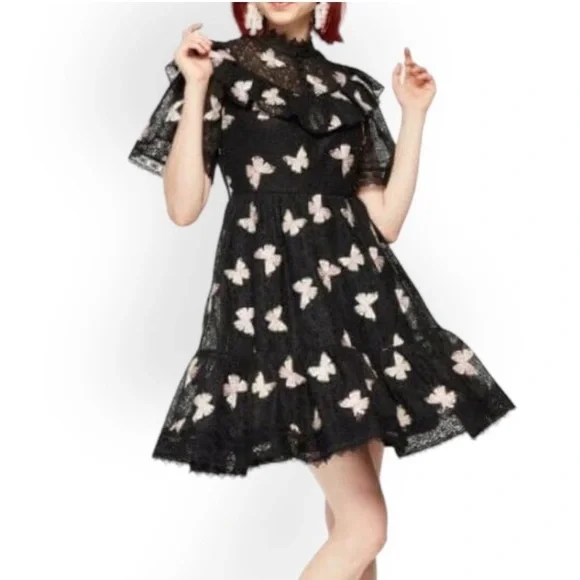 green emerald velvet dress kate spade new york Painterly Bouquet Flutter Sleeve Tiered Midi Dress at  Amazon Women's Clothing store